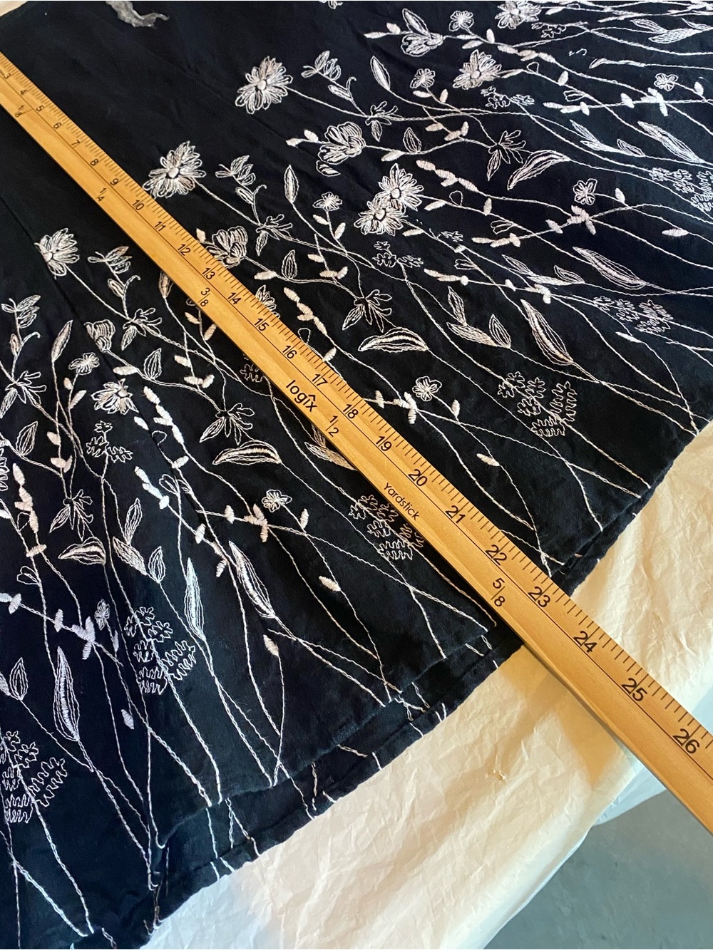 Floral Flower Embroidered Black Midi Skirt Fairycore Botanical Garden Cottage 8 - Picture 7 of 10